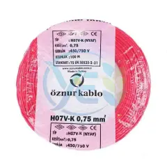 ÖZNUR KABLO 0,75 MM NYAF KABLO KIRMIZI