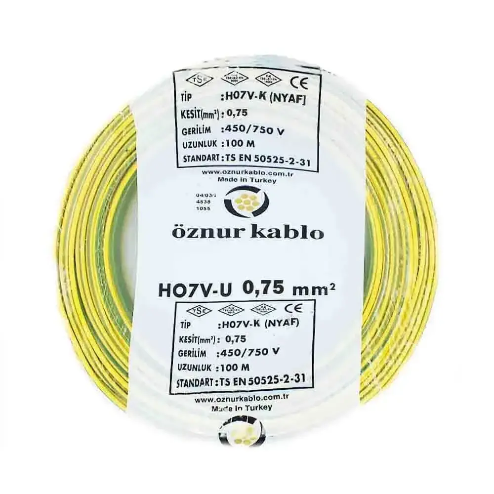ÖZNUR KABLO 0,75 MM NYAF KABLO SARI-YEŞİL