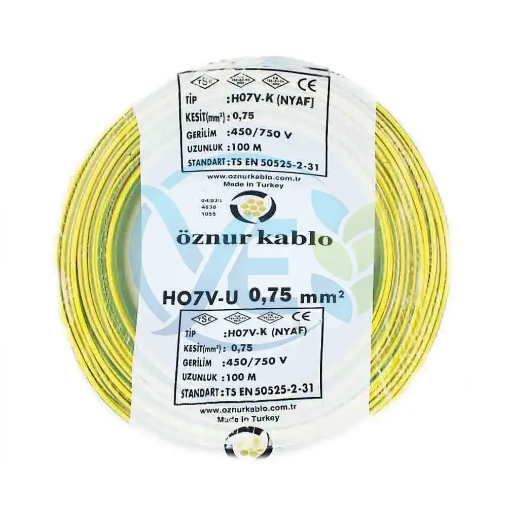 ÖZNUR KABLO 0,75 MM NYAF KABLO SARI-YEŞİL