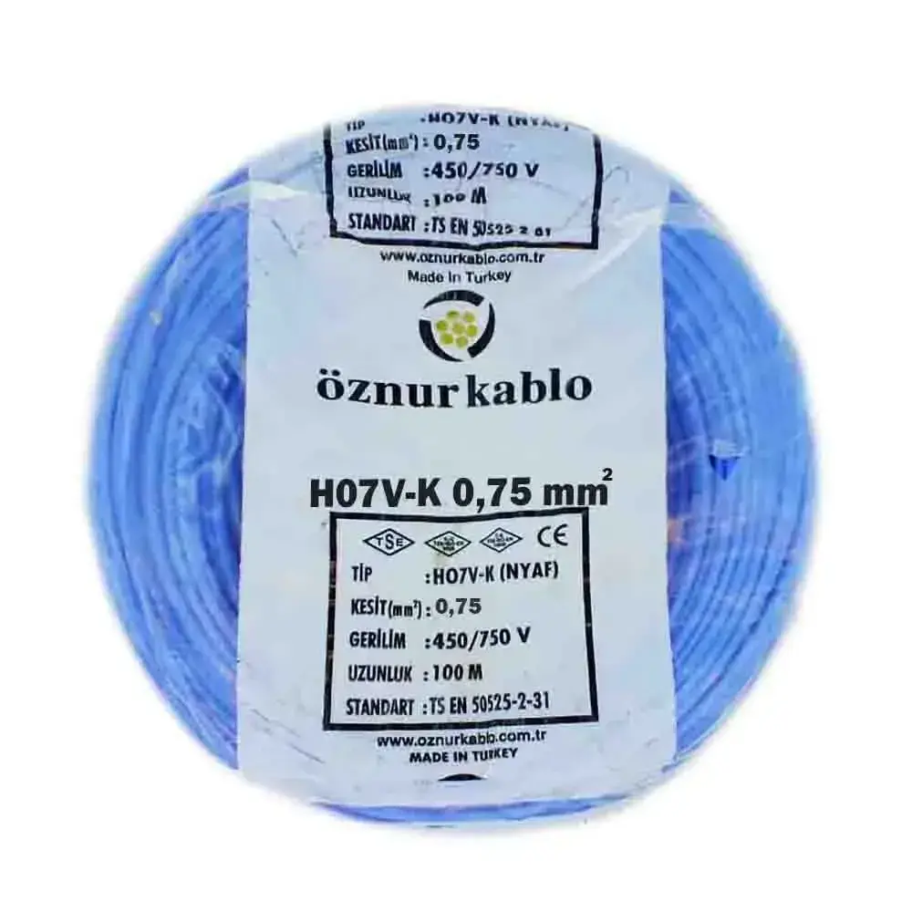 ÖZNUR KABLO 0,75MM NYAF KABLO MAVİ 2