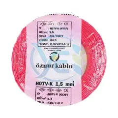 ÖZNUR KABLO 1.5 MM NYAF KABLO KIRMIZI