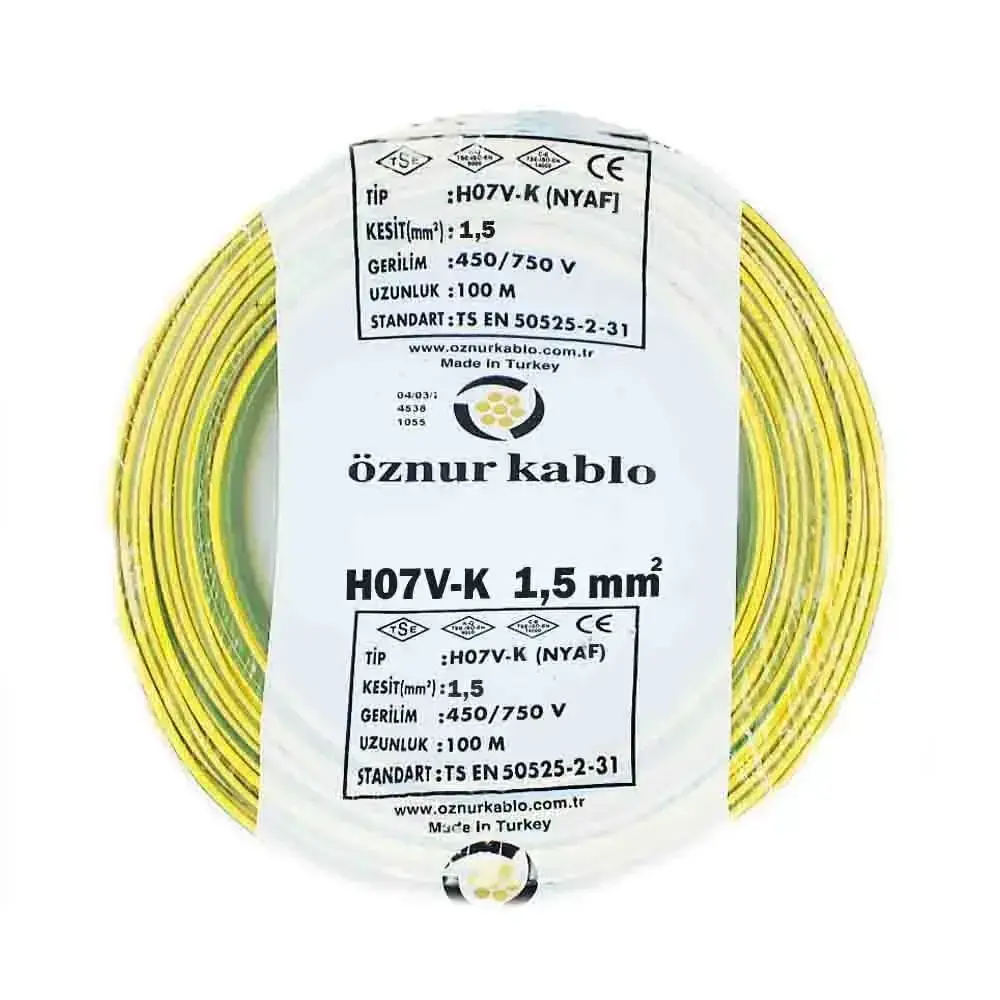 ÖZNUR KABLO 1.5 MM NYAF KABLO SARI-YEŞİL