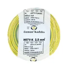 ÖZNUR KABLO 2.5 MM NYAF KABLO SARI-YEŞİL