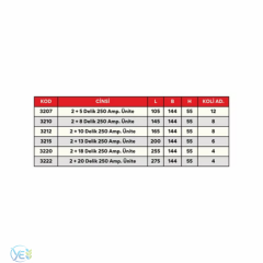 ÇETSAN 4 Kutup 10X15 Kesit 250A Dağıtıcı Ünite Alçak Model Ayak Geçmeli 2+13 Delikli