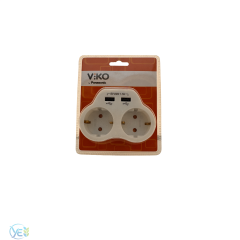 VİKO İkili Topraklı ve USB Çıkışlı FişPriz (1A) VK