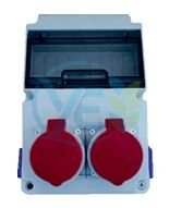 Konza KK216 2 Ad. IP44 5X16A Cee Ön + 2 Ad. 1X16A Yan Kombinasyon Kutusu