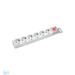 DE-PA 6'lı Topraklı Anahtarlı Grup Priz Klemensli Kablosuz