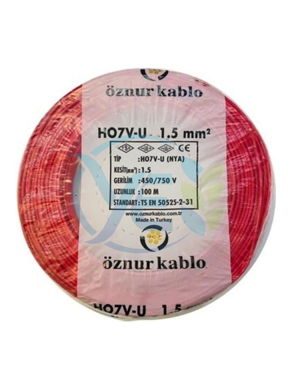 ÖZNUR 1,5 MM NYA KABLO 100 M KIRMIZI