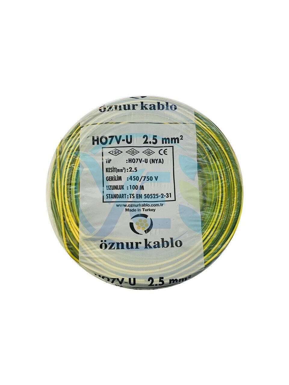 ÖZNUR 2,5 MM NYA KABLO 100 M SARI YEŞİL