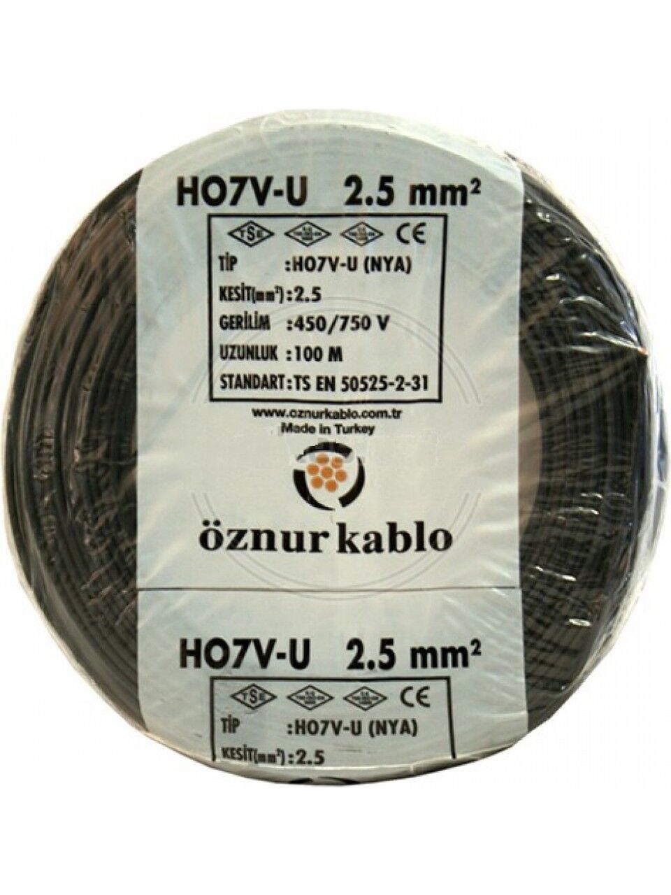 ÖZNUR 2,5 MM NYA KABLO 100 M SİYAH