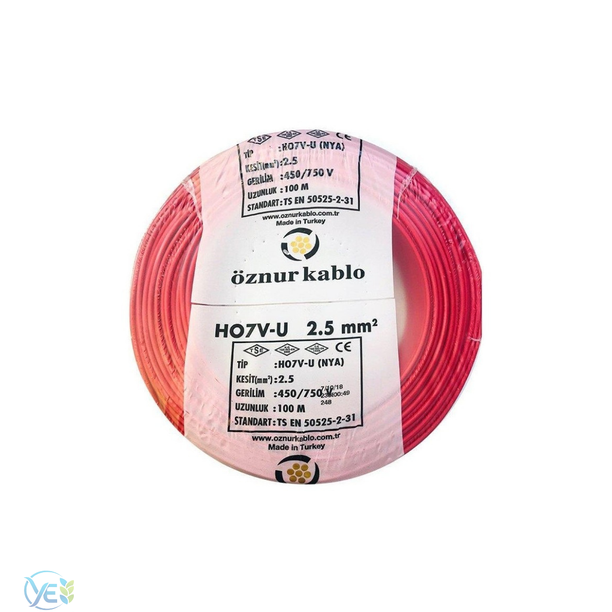 ÖZNUR 2,5 MM NYA KABLO 100 M KIRMIZI