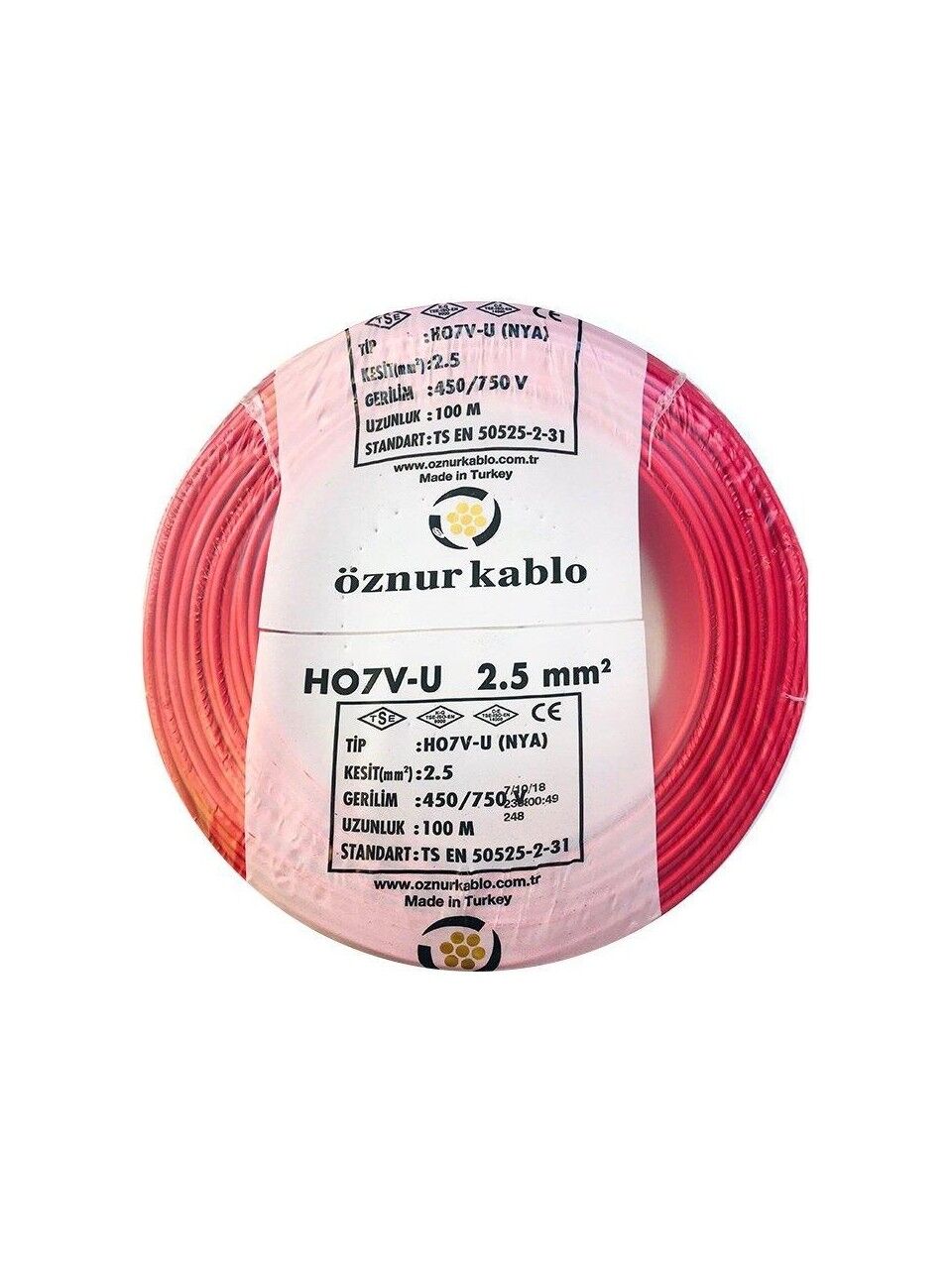 ÖZNUR 2,5 MM NYA KABLO 100 M KIRMIZI