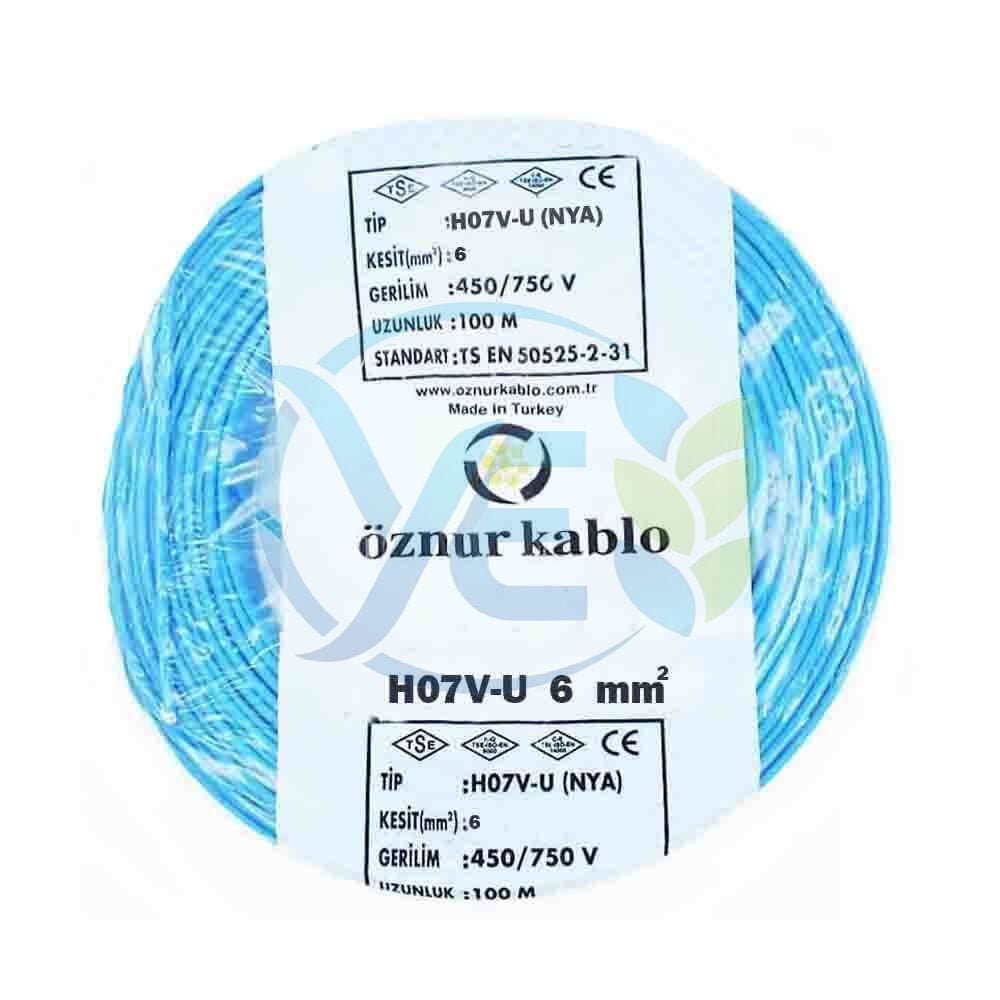 ÖZNUR 6 MM NYA KABLO 100 M  MAVİ