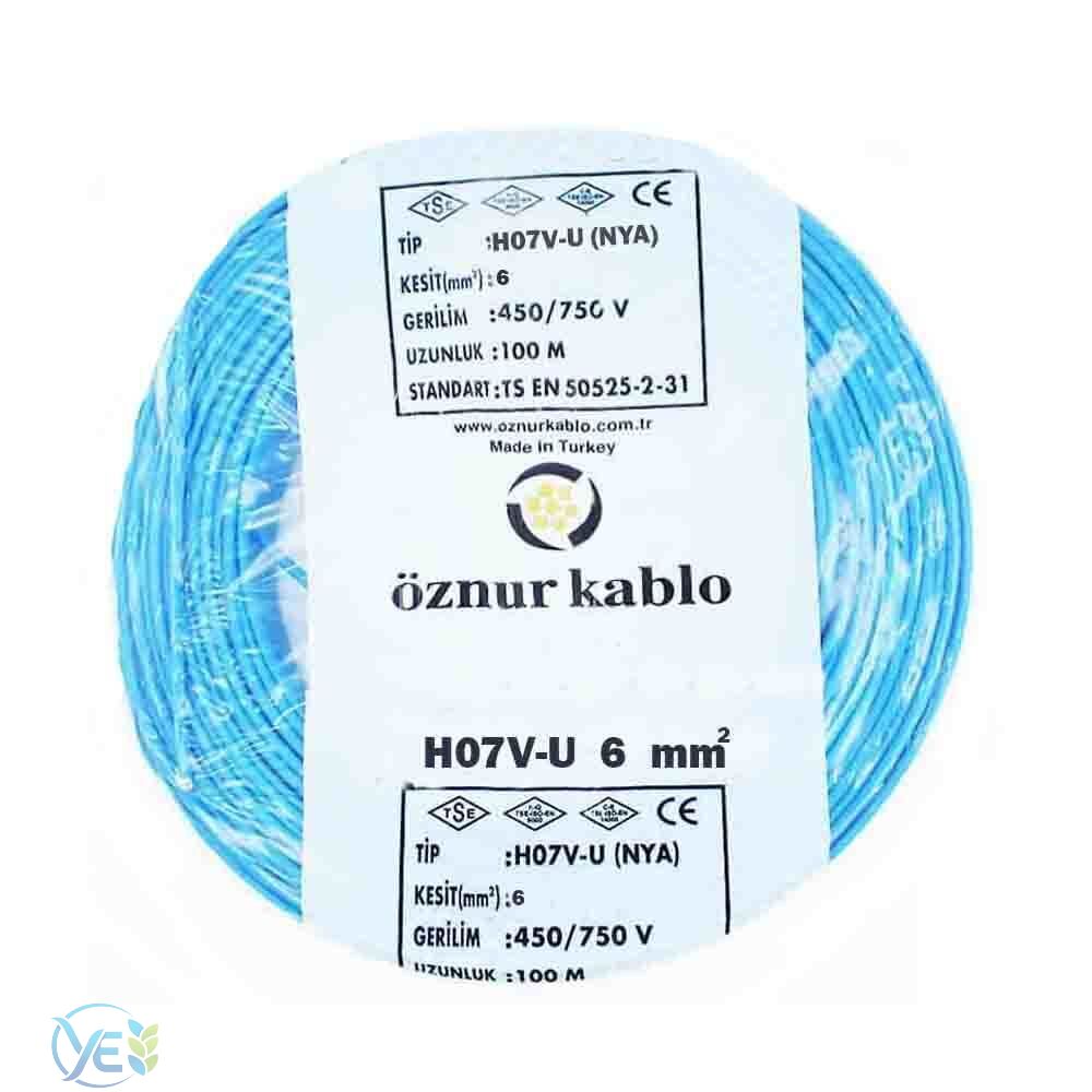 ÖZNUR 6 MM NYA KABLO 100 M  MAVİ