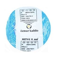 ÖZNUR 6 MM NYA KABLO 100 M  MAVİ