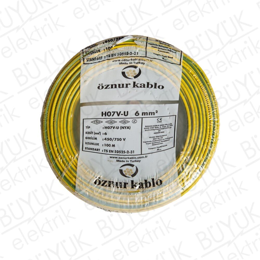 ÖZNUR 6 MM NYA KABLO 100 M SARI YEŞİL