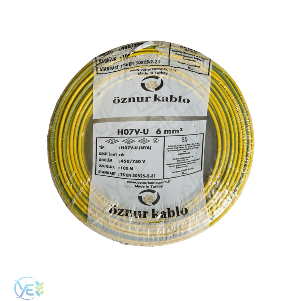 ÖZNUR 6 MM NYA KABLO 100 M SARI YEŞİL