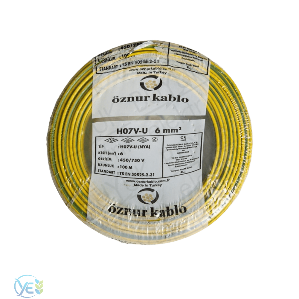 ÖZNUR 6 MM NYA KABLO 100 M SARI YEŞİL