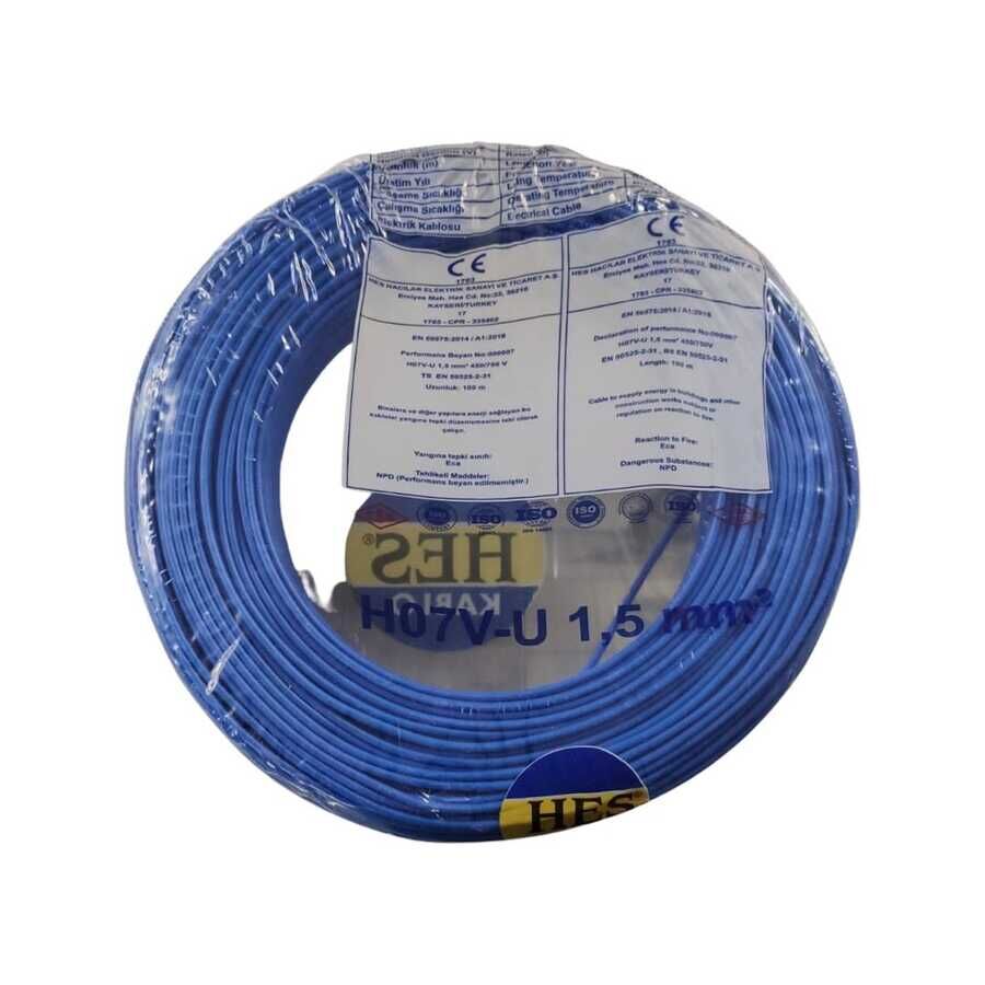 HES 1,5 MM NYA KABLO 100 M MAVİ