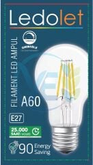 LEDOLET FLAMENT 4W 2700K A60 LED AMPUL