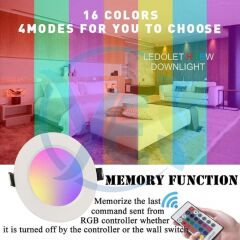 LEDOLET 6w Downlight Rgbw Çok Renkli Kumandalı Led Işık Spot