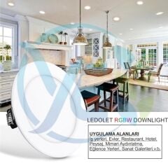LEDOLET 6w Downlight Rgbw Çok Renkli Kumandalı Led Işık Spot
