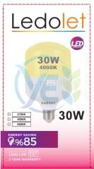 LEDOLET LED AMPUL 30W NATUREL BEYAZ 4000K