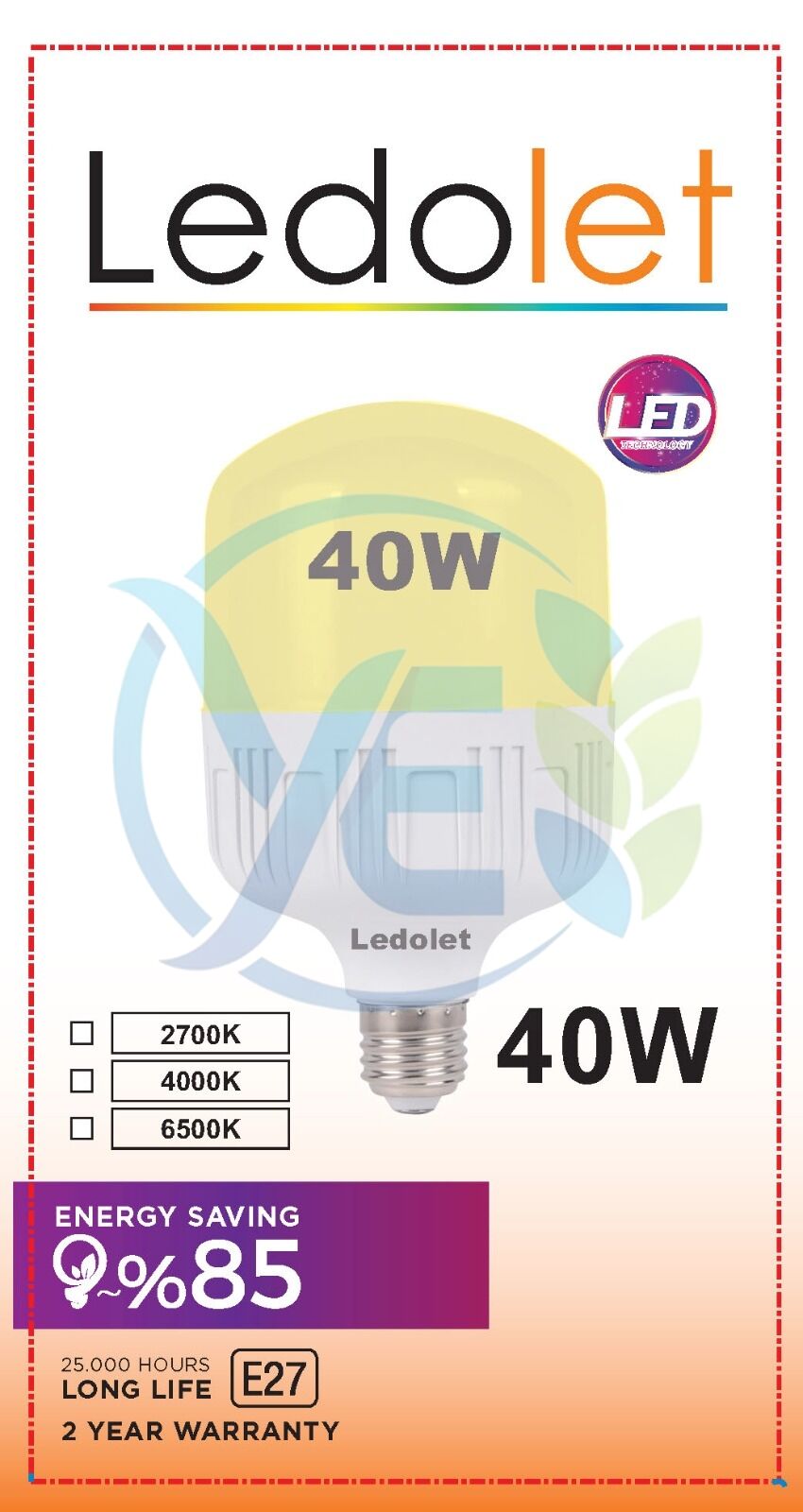 LEDOLET T BULB TORCH AMPUL 40W NATUREL BEYAZ 4000K