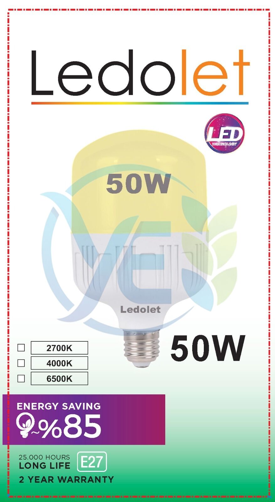 LEDOLET T BULB TORCH AMPUL 50W NATUREL BEYAZ 4000K