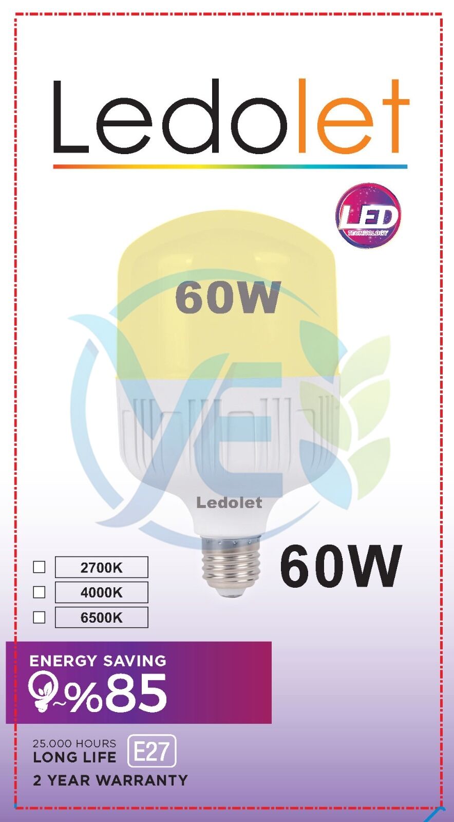 LEDOLET T BULB TORCH AMPUL 60W NATUREL BEYAZ 4000K