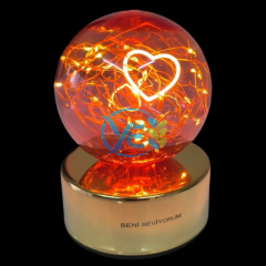 LEDOLET MASA LAMBASI TARAFTAR KIRMIZI PERİ KALP ALTIN USB ŞARJLI